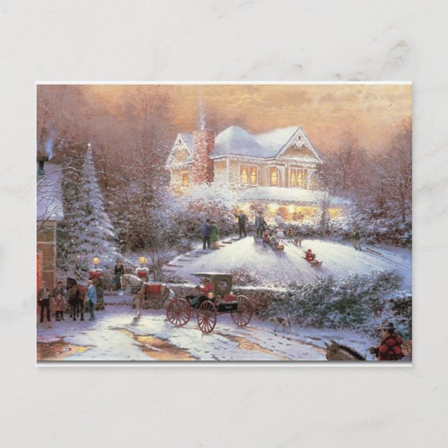 Viktorianische Weihnachtsszene Feiertagspostkarte (Vorderseite)