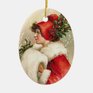Viktorianische Weihnachtsverzierungen Keramikornament