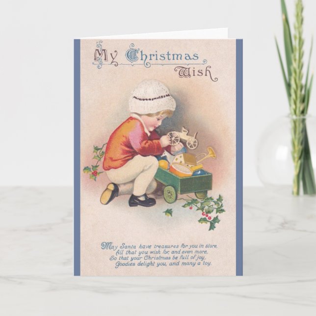 Viktorianische Weihnachtswunschkarte Feiertagskarte (Vorderseite)