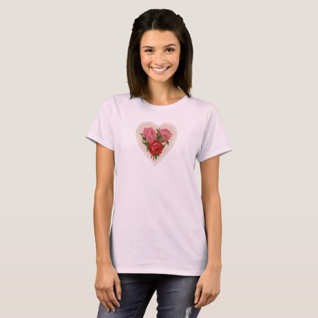 Viktorianische weiße Spitzen - Valentinkarte T-Shirt (Vorne ganz)