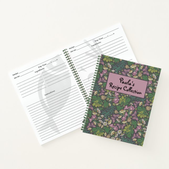 Viktorianische Weißmilch Lila Schmetterlinge Rezep Notizbuch (Innenseite)