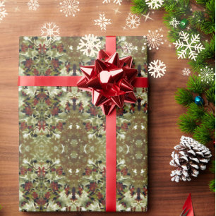 Viktorianische Winter-Stechpalmen-Zweig-Schneemust Geschenkpapier
