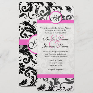 Viktorianische Wirbel von Floral Damask Hochzeitsf Einladung
