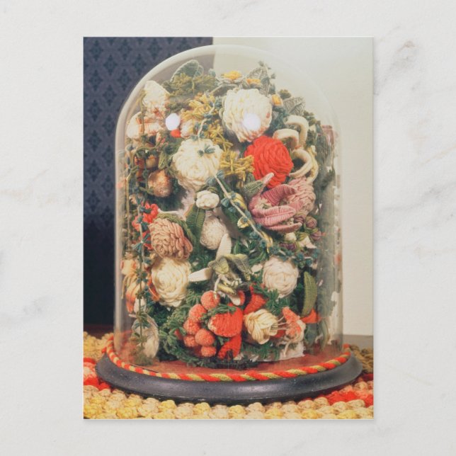 Viktorianische WollBlume in einem Glasgehäuse Postkarte (Vorderseite)
