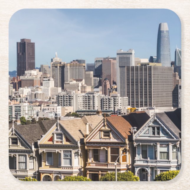 Viktorianische Zuhause in San Francisco Rechteckiger Pappuntersetzer (Vorderseite)