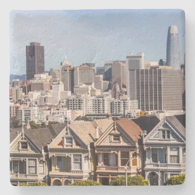 Viktorianische Zuhause in San Francisco Steinuntersetzer (Vorderseite)