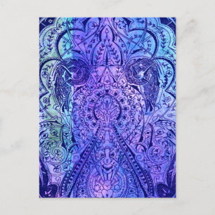 Viktorianischer Arabesque, KASBAH - Navy & Cyan Postkarte