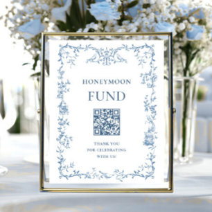 Viktorianischer aufwendiger staubblauer Hochzeitsf Poster