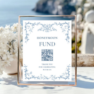 Viktorianischer aufwendiger staubblauer Hochzeitsf Poster