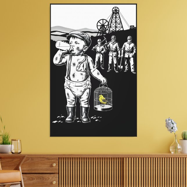 Viktorianischer Baby-Kohlenminenarbeiter-Druck Leinwanddruck (Insitu (Wohnzimmer))