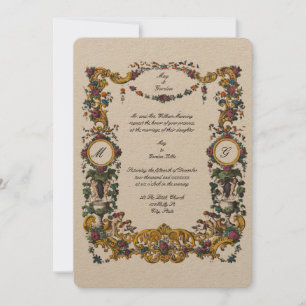 Viktorianischer Barockstil Blumenkartouche Einladung