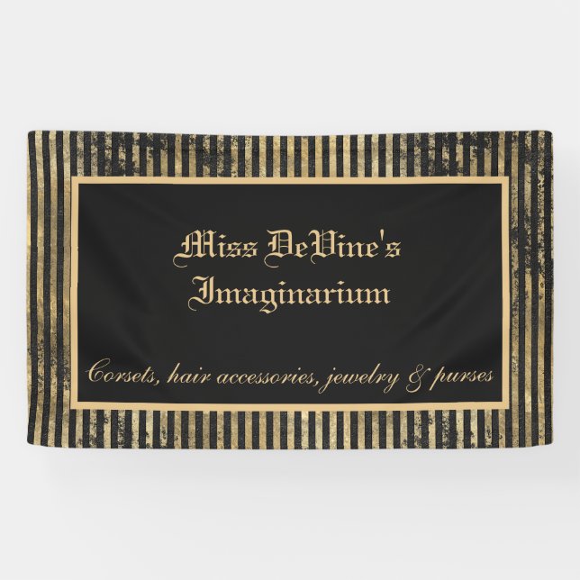 Viktorianischer bedrückter Schwarz- und Goldstreif Banner (Horizontal)
