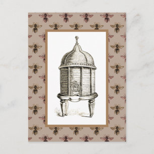 Viktorianischer Bienenstock auf Bienenmuster  Postkarte