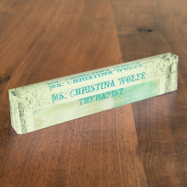 Viktorianischer Bilderrahmen und Wolken Namensplakette (Seite)