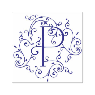 Viktorianischer Blüh Letter P Monogram Self-Inking Permastempel