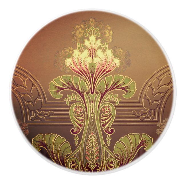 Viktorianischer Blumenfried elegante Blume Keramikknauf (Vorderseite)