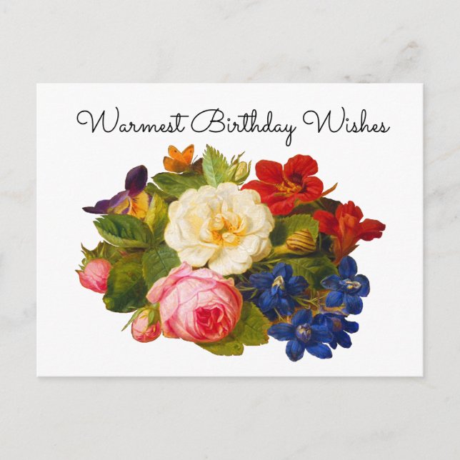 Viktorianischer Blumenstrauß Herzlichste Geburtsta Postkarte (Vorderseite)