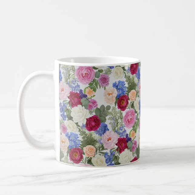 Viktorianischer Blush & Azure Botanical Kaffeetasse (Links)