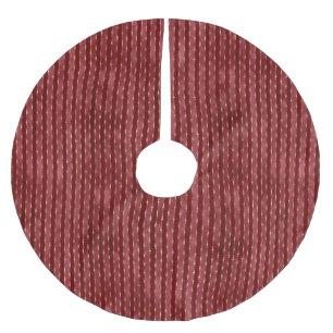 Viktorianischer Burgund und Goldstreifen Polyester Weihnachtsbaumdecke