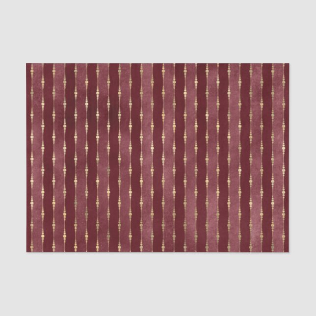 Viktorianischer Burgund und Goldstreifen Seidenpapier (Vorderseite)