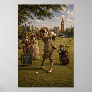 Viktorianischer Cavalier King Charles Golfspieler  Poster