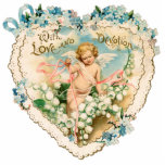 Viktorianischer Cherub Fotopulptur Freistehende Fotoskulptur<br><div class="desc">Charmanter Vintager Kirsch umgeben von Herzen und Blume auf einem hübschen Ausschnitt.</div>