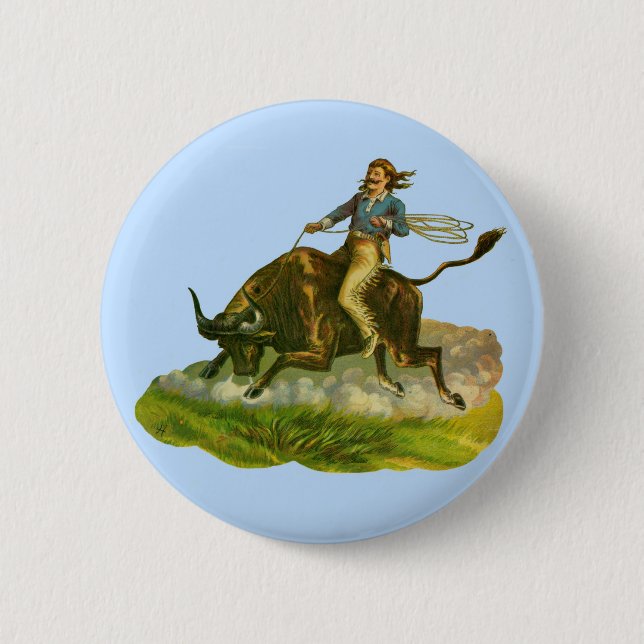 Viktorianischer Cowboy-Bulle Button (Vorderseite)