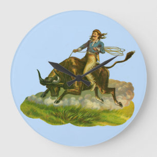 Viktorianischer Cowboy-Bulle Große Wanduhr