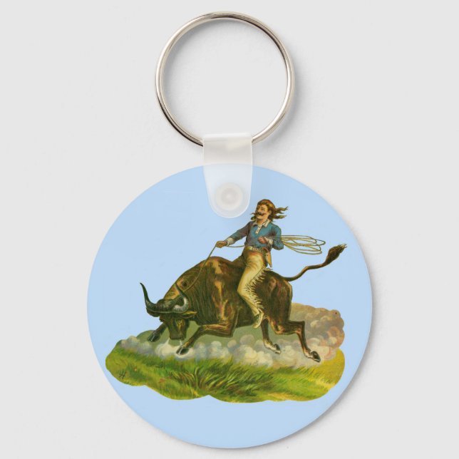 Viktorianischer Cowboy-Bulle Schlüsselanhänger (Vorderseite)