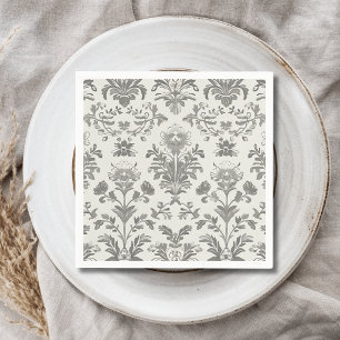 Viktorianischer Damast Blumen Weiß Vintage Hochzei Serviette