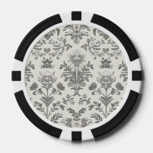 Viktorianischer Damast Blumen Weiß Vintage Pokerchips