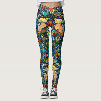 Viktorianischer Damast Mitternacht Leggings