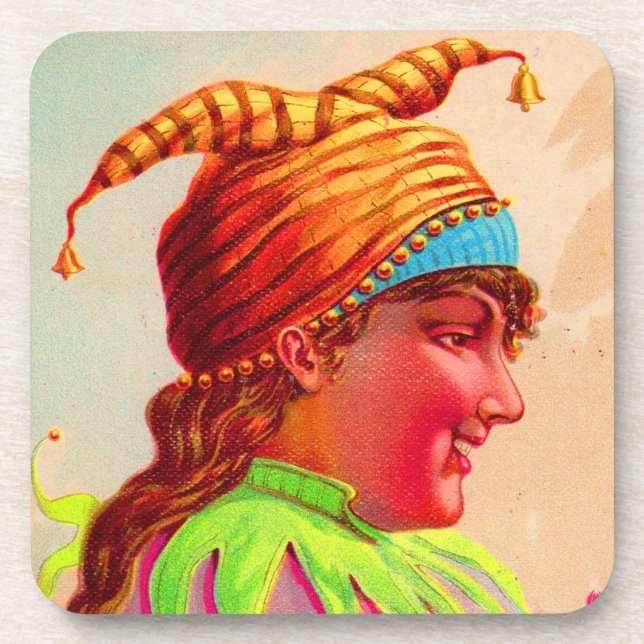 Viktorianischer Damenjester Getränkeuntersetzer (Vorderseite)