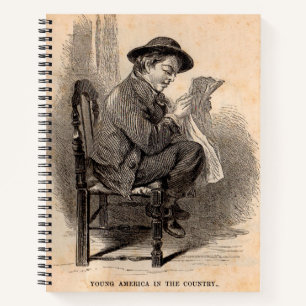 Viktorianischer Druck Young America auf dem Land Notizbuch