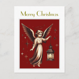 Viktorianischer Eleganter Weihnachtsgel und Lanter Postkarte