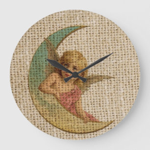 viktorianischer Engel mit Shabby Chic bedeckt Halb Große Wanduhr