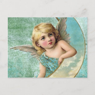 Viktorianischer Engel und Mond - Vintage-Illustrat Postkarte