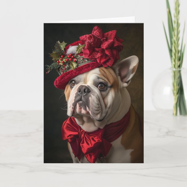 Viktorianischer englischer Bulldog Weihnachtsgesch Feiertagskarte (Vorderseite)
