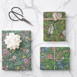 Viktorianischer englischer Garten-Mix-Hasen-Libell Geschenkpapier Set