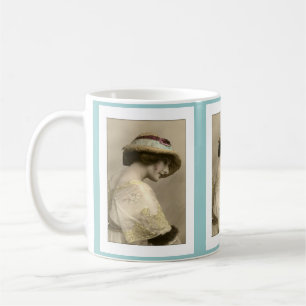 Viktorianischer Frauenhut Perlenkleid Kaffeetasse