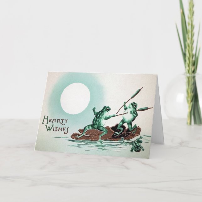 Viktorianischer Frosch Fight Weihnachtskarte Feiertagskarte (Vorderseite)