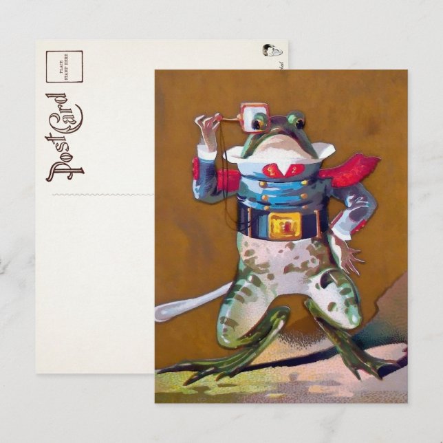 Viktorianischer Frosch Postkarte (Vorne/Hinten)