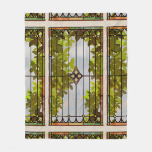 Viktorianischer Garten Buntglas-Fenstervorhang Fleecedecke
