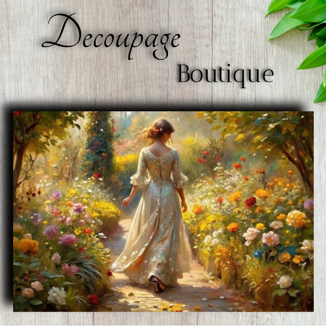 Viktorianischer Gartenspaziergang - Goldenes Licht Seidenpapier (Victorian Garden Stroll - Golden Light Decoupage Tissue Paper)