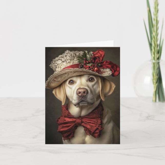 Viktorianischer Gelbe Labrador Weihnachten (Vorderseite)