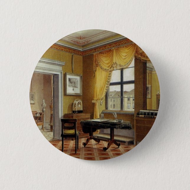 Viktorianischer gelber Raum mit Fenster Button (Vorderseite)