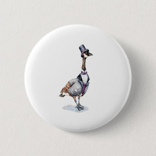 Viktorianischer Gentleman Goose in einem Top Hat Button