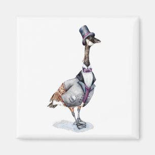 Viktorianischer Gentleman Goose in einem Top Hat Magnet