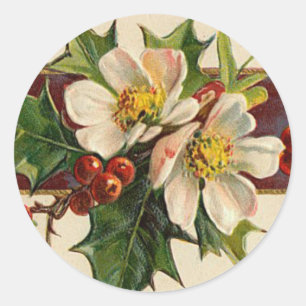 Viktorianischer Hartriegel-Weihnachtsaufkleber Runder Aufkleber