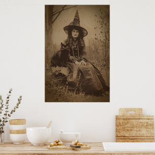 Viktorianischer Hexen-Sepia-Portraitstil 6 Poster